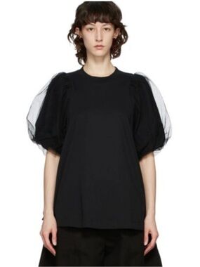 Simone Rocha Black Tulle Puff Sleeve T-Shirt